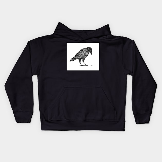 Inquisitive Crow Kids Hoodie by sadnettles